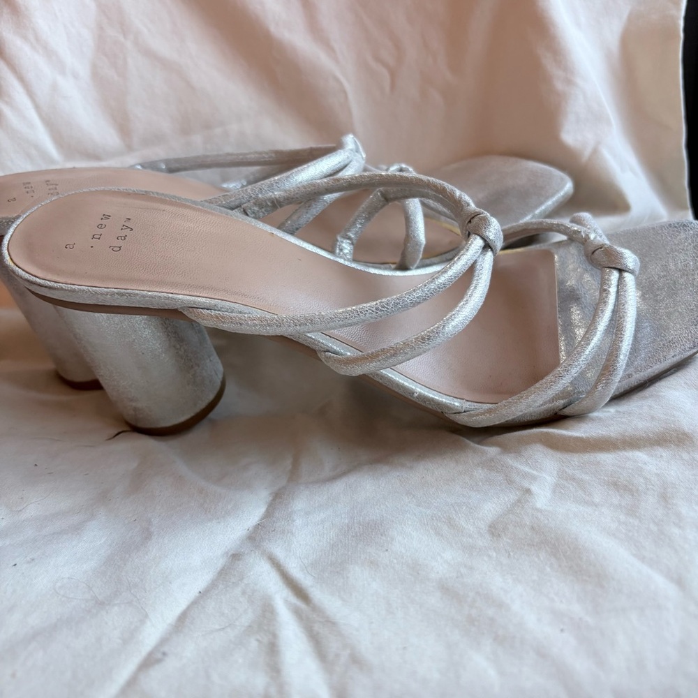 A New Day Metallic Silver Strappy Heels